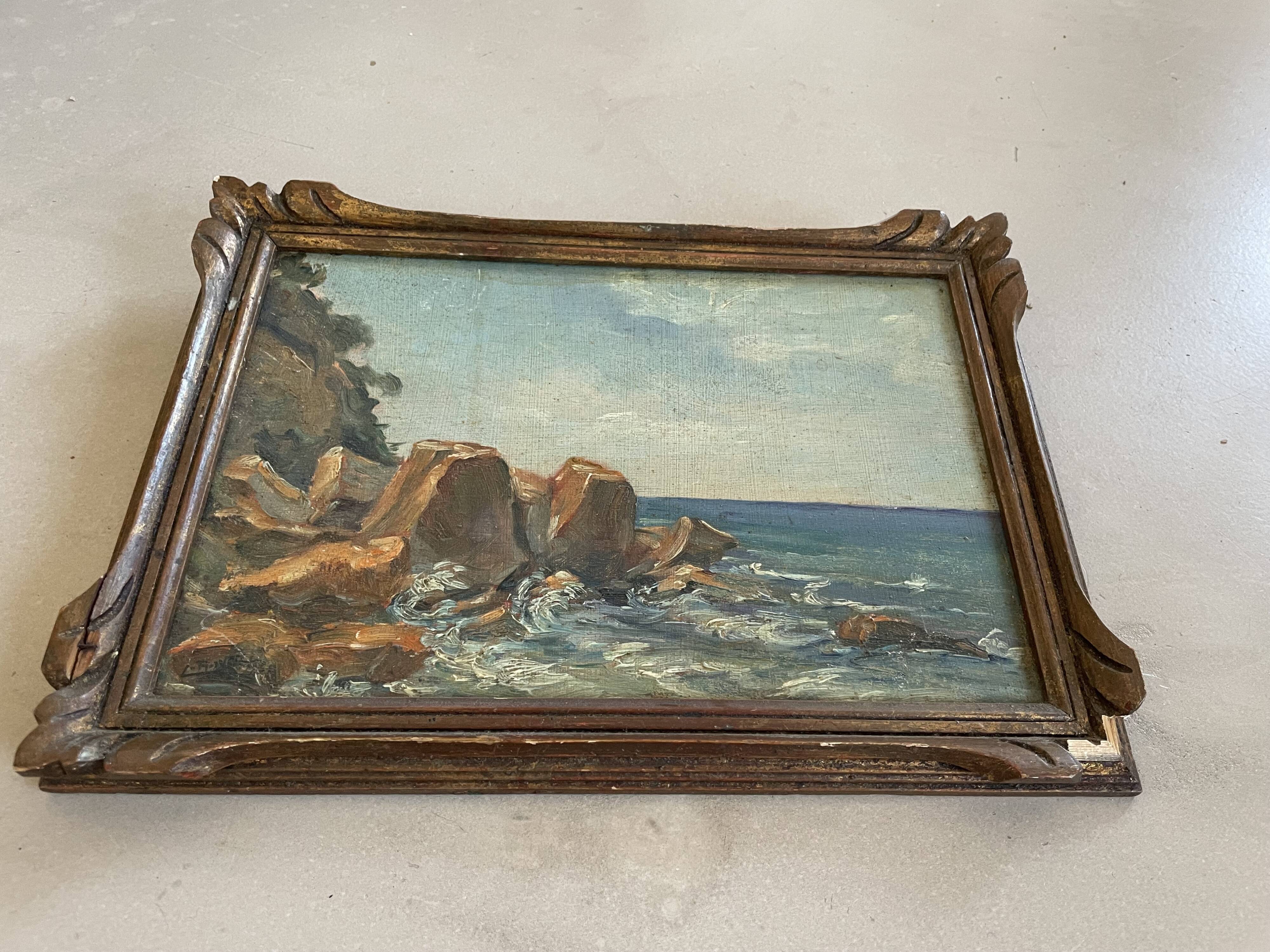 Small old seaside painting