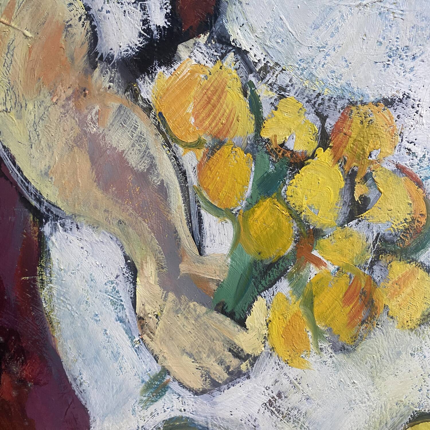 Painting “The girl with the tulips” signed Hanin