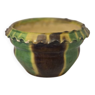 Old flower pot planter glazed terracotta cache pot
