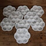 9 Oyster plates with black floral decoration KetG Luneville year 1940