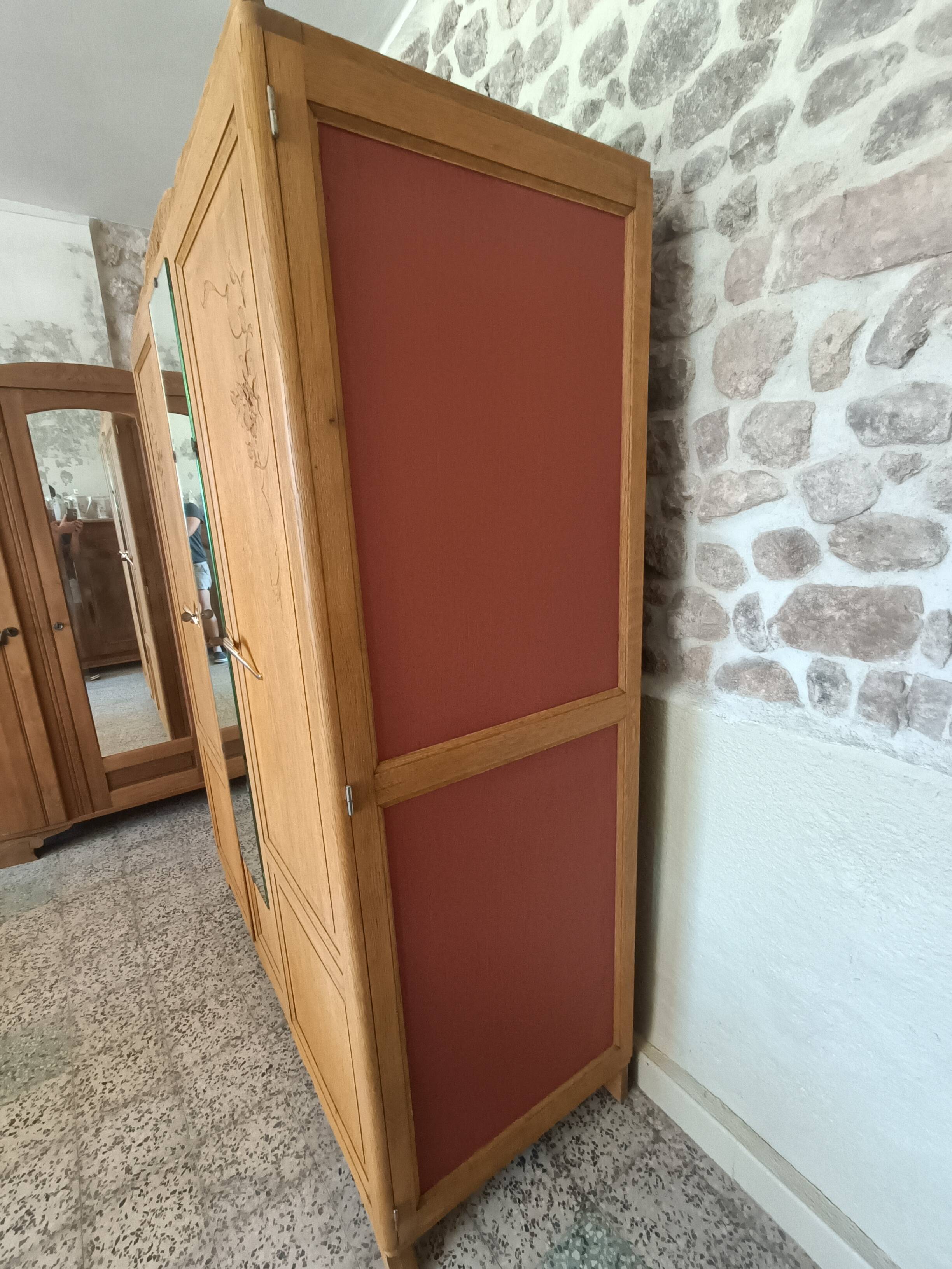 Renovated Art Deco oak wardrobe