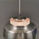 Hanging lamp in aluminium and hard pressed crystal glass. Denmark 1980s