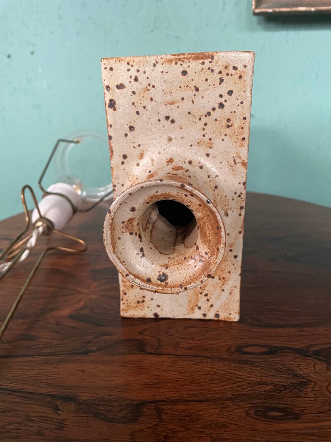 Danish Mid-Century Modern Pottery Table Lamp with Abstract Design 1975