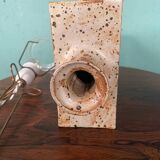 Danish Mid-Century Modern Pottery Table Lamp with Abstract Design 1975