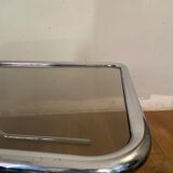 Vintage coffee table in chrome and smoked glass 70s
