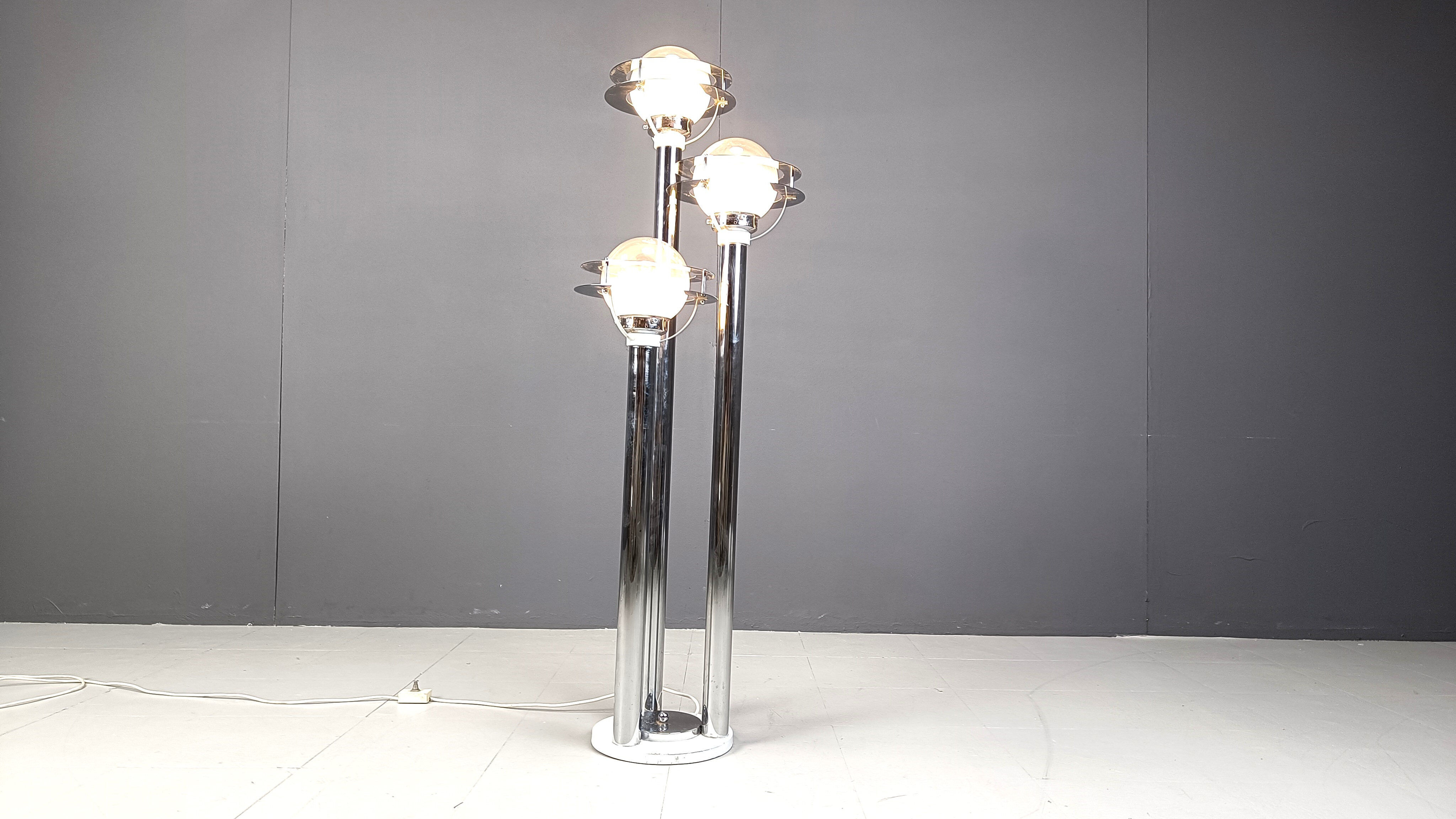 Space age chromed and glass floor lamp, 1970s