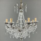 Lustre à pampilles en cristal et bronze, XXe siècle