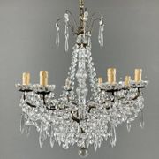 Crystal and bronze chandelier, 20th century