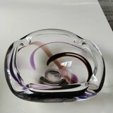 Large pocket/ashtray in heavy crystal with contemporary design - Designer Max Verboeket for Kristalunie/Maastricht factory. Diameter 22 cm