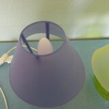 2 lampes à poser "Waths", pieds en verre, parme et citron