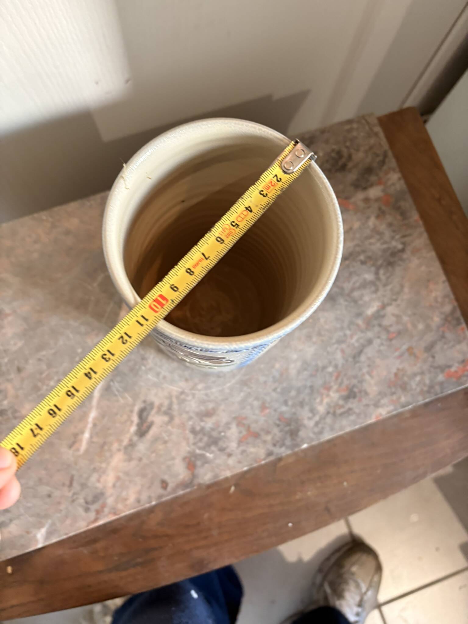 Old Stoneware Vase Ceramic Alsace Flowers Signed Paul Schmitter 1994 Unique