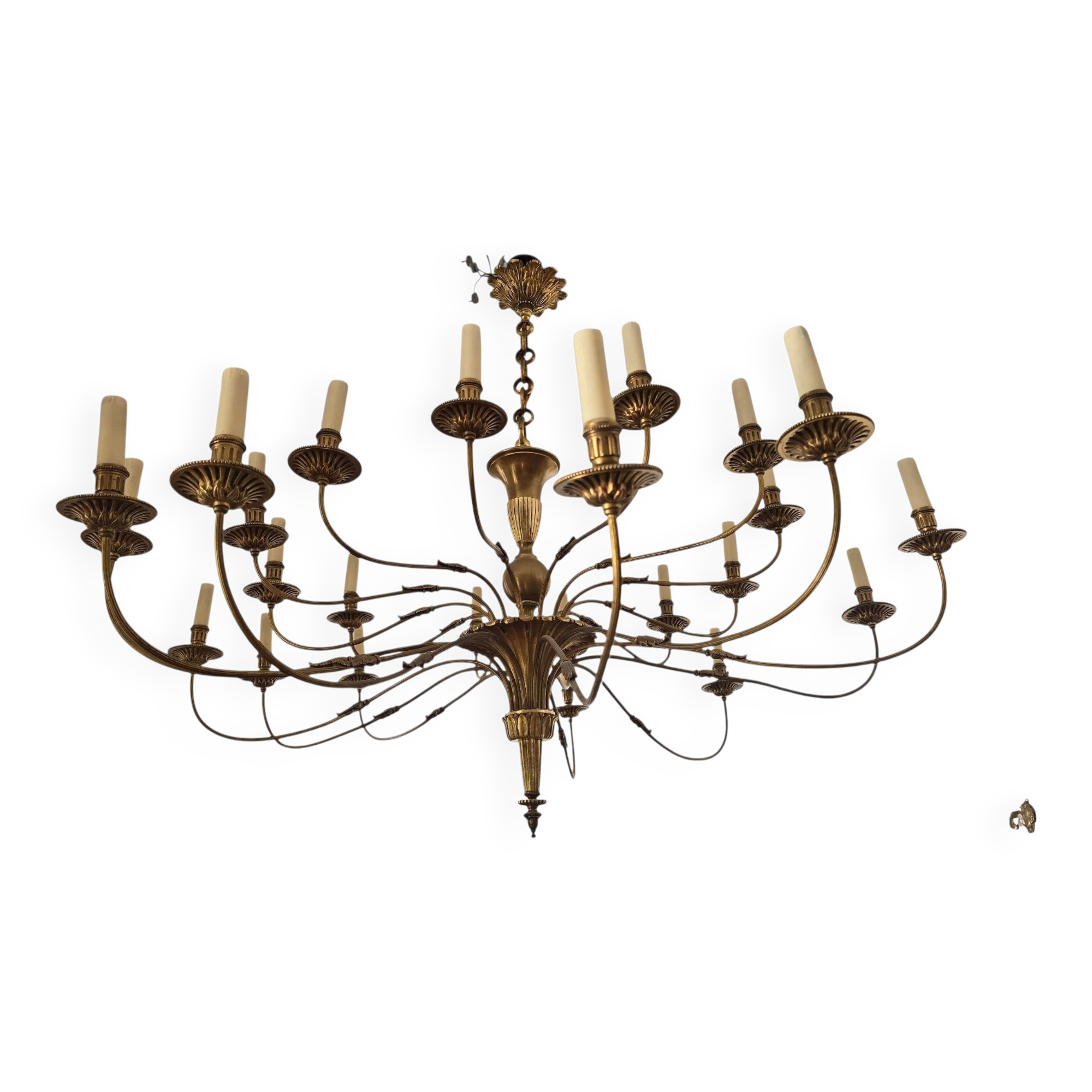 Large solid brass chandelier with 24 lights