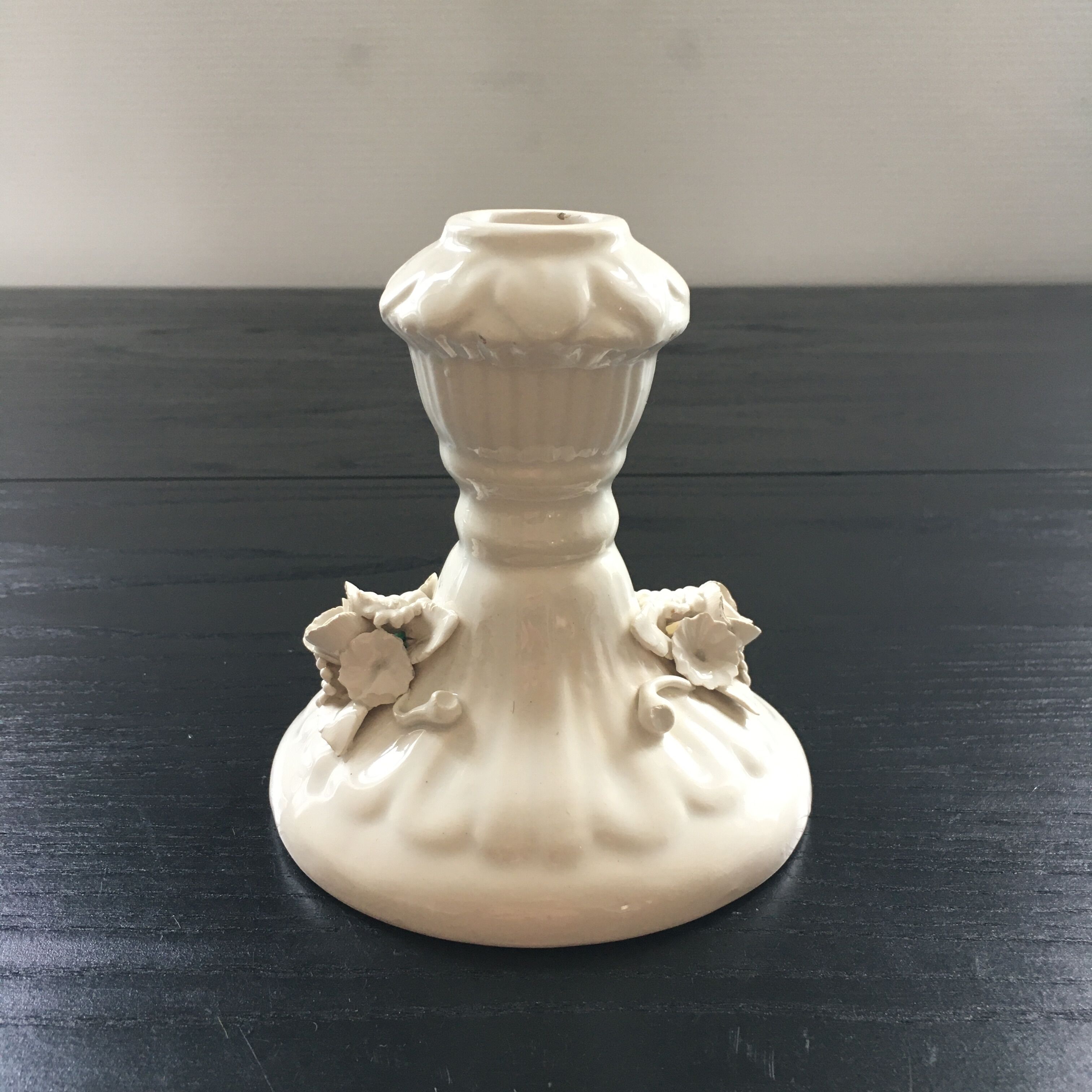Ivory candle holder with barbotine decor