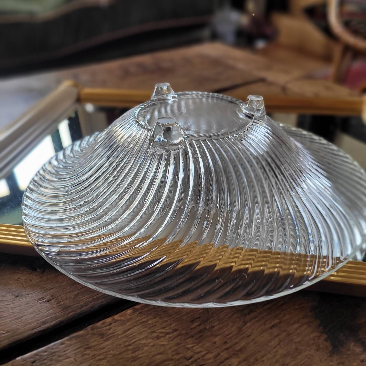 Spiral molded glass bowl – 1950s – 29 cm diameter