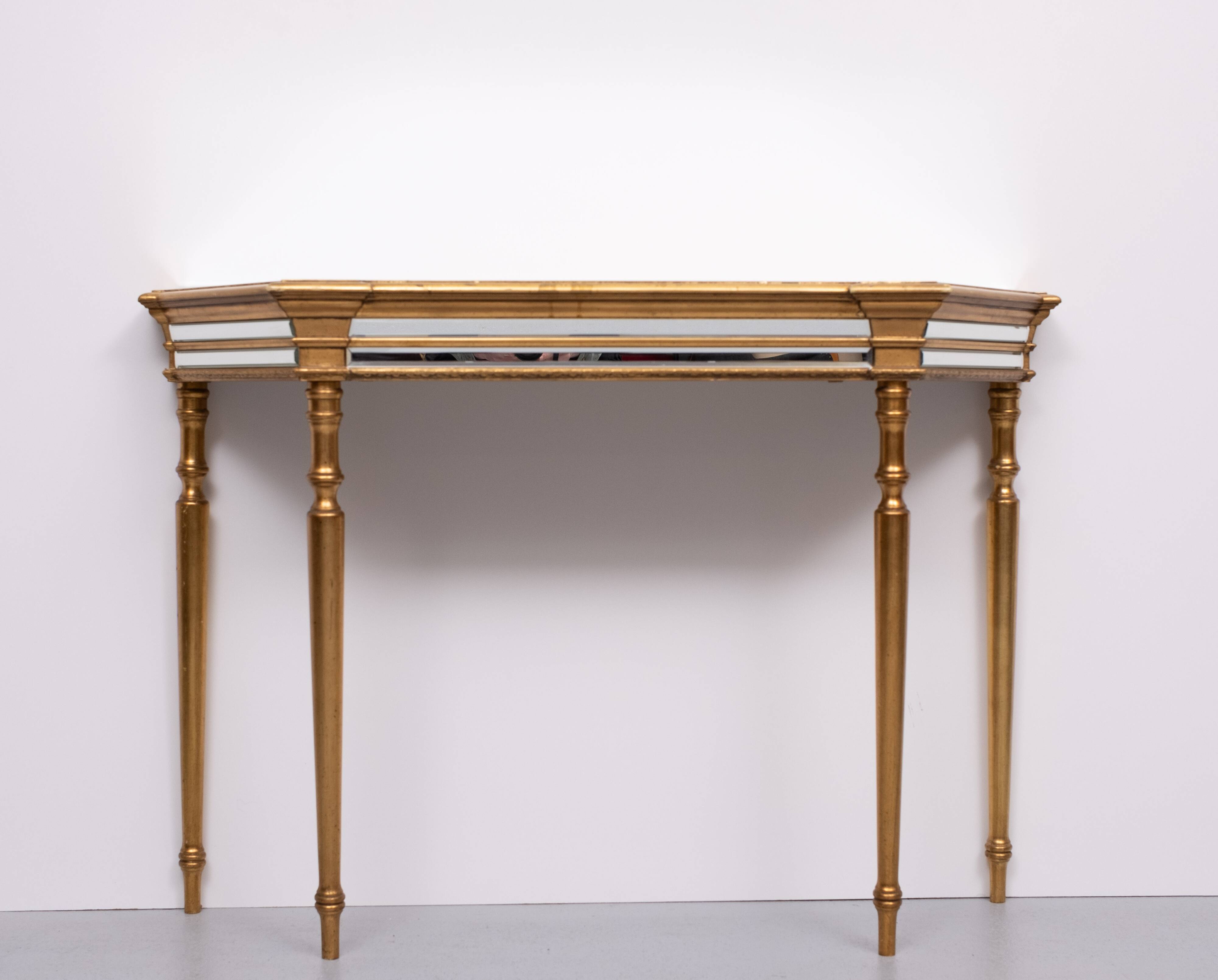 De Knudt Mirror Console Table Hollywood Regency Belgian 1970s