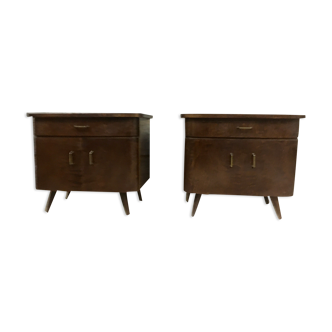 Pair of night tables feet compass bedside end of vintage sofa old 1950 1960 retro