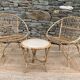 Rattan living room, set of 2 armchairs and a coffee table