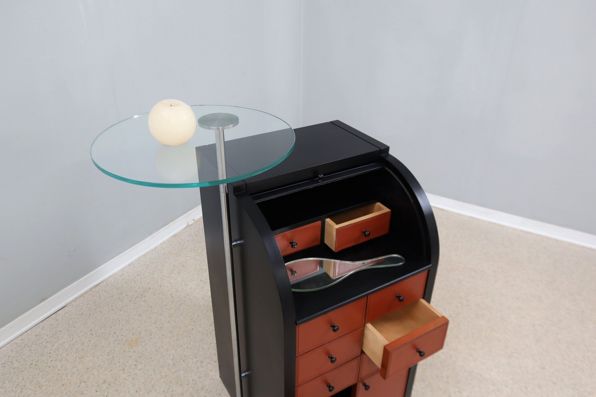 Vintage roller shutter cabinet Giorgetti 1980s