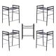 Set of 5 contemporary navy blue leather bar stools.