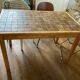 Pine and brown ceramic table, 1960s