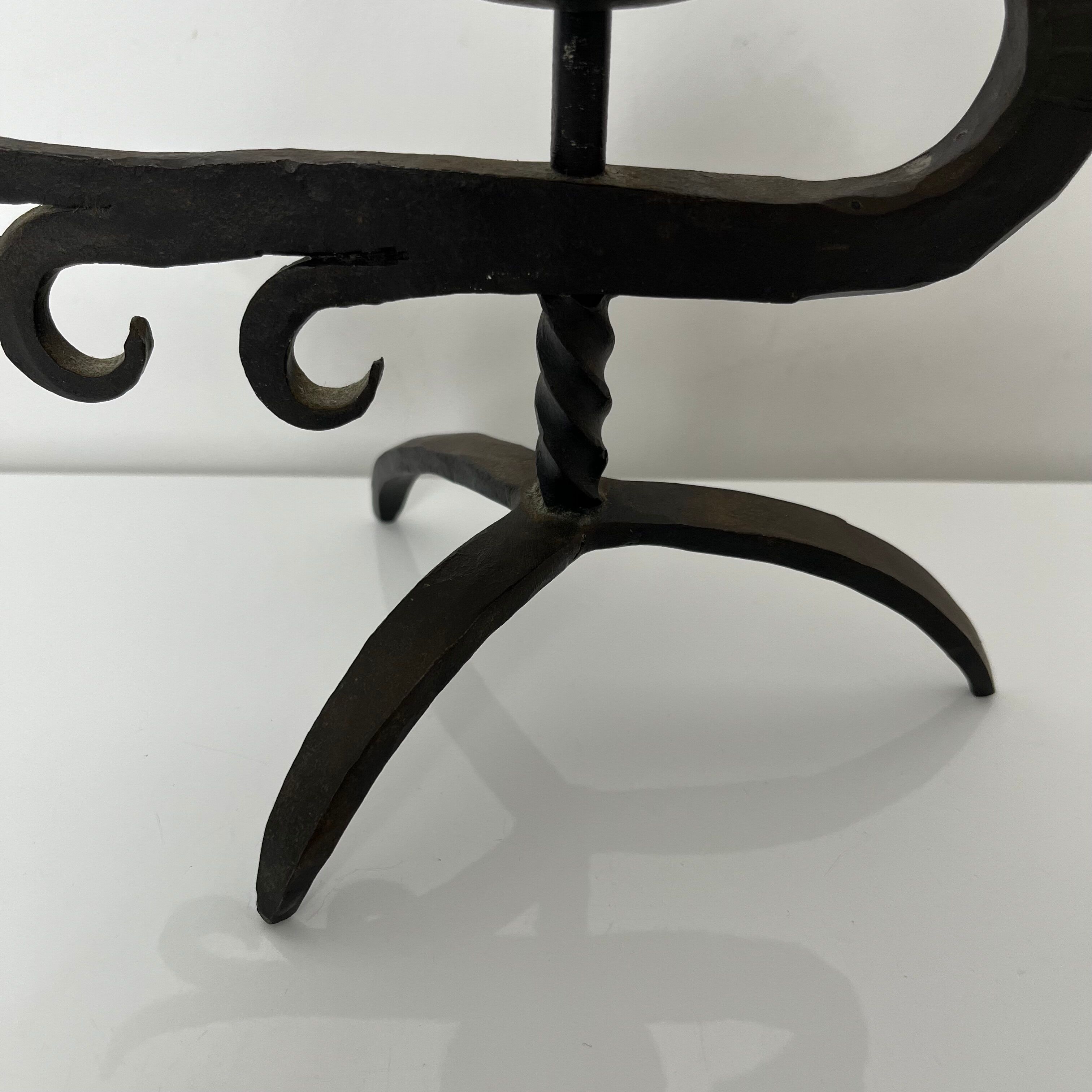 Zoomorphic dragon candle holder in wrought iron