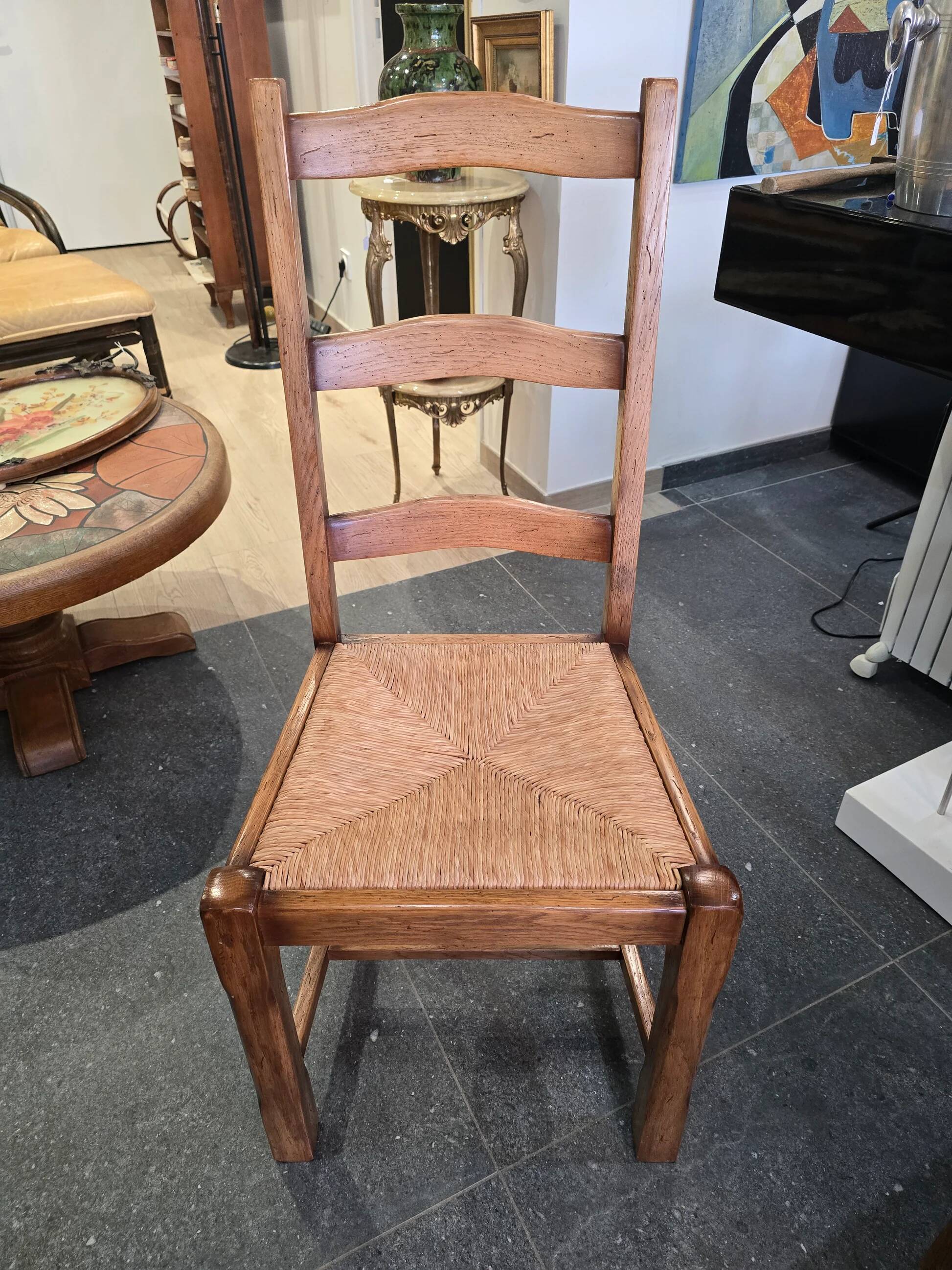 4 wooden and straw chairs – rustic chic style