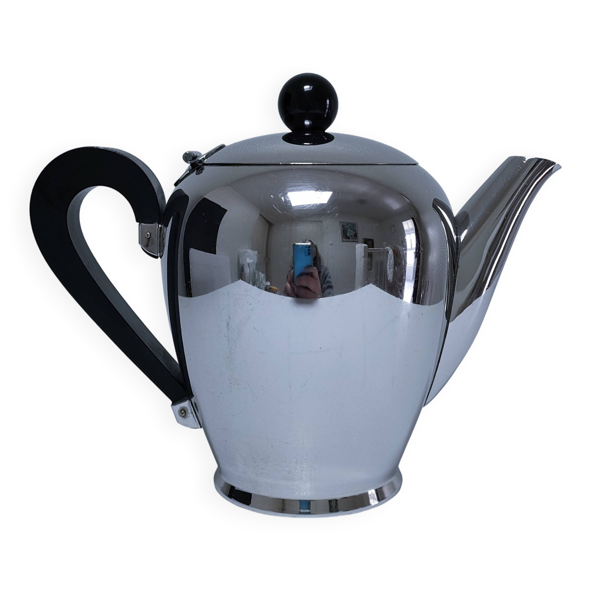 Cafetière théière "Bombé" Carlo Alessi inox vintage