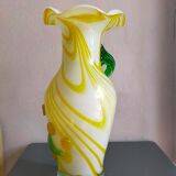 Vase en verre jaune et vert
