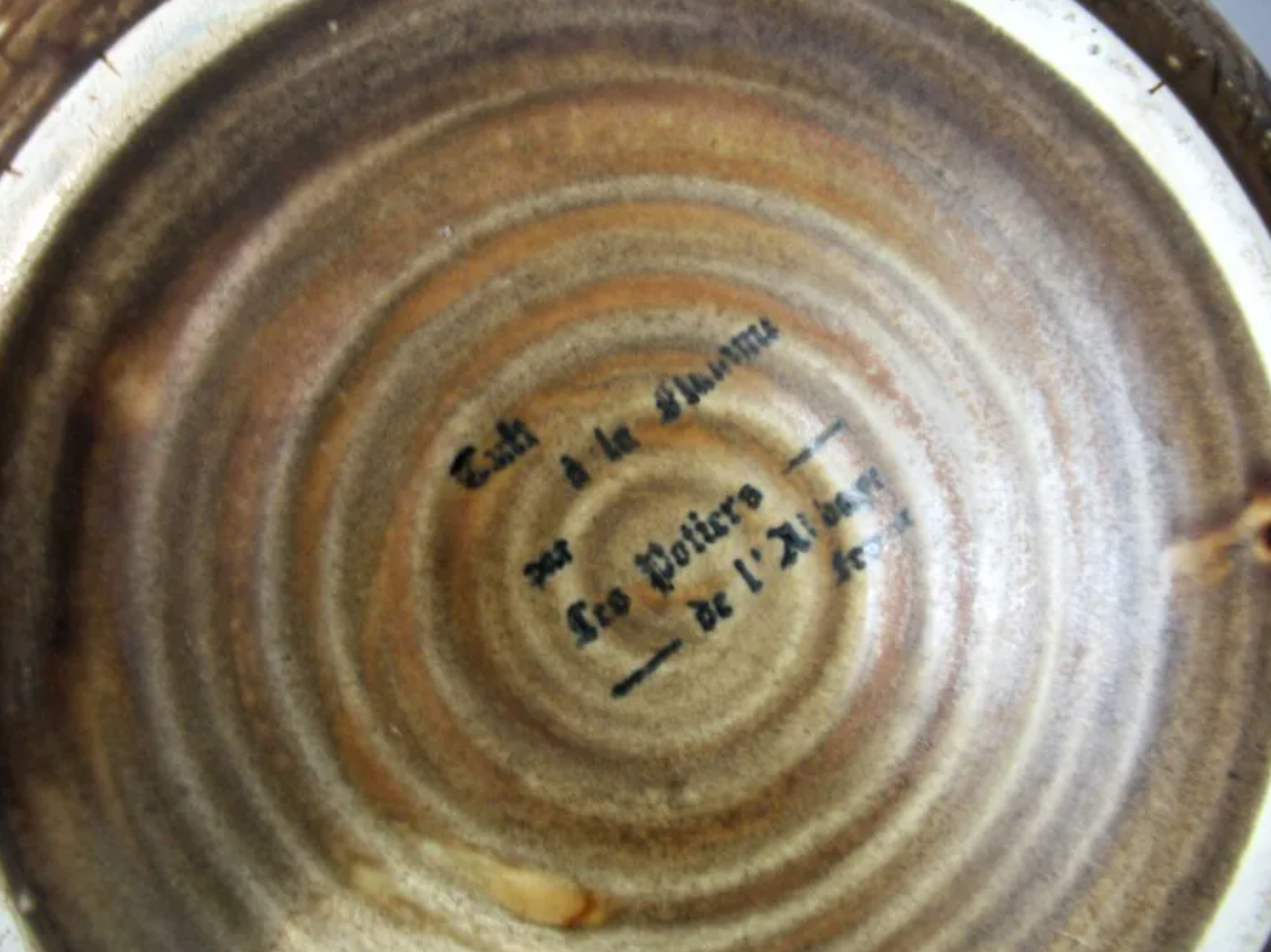 Ceramic set of soup tureen and plates Potier de l'Abbaye 1960 - 11 pieces