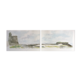 Watercolor in diptych from the Fort of Tatihou Island