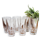 Set of 6 high crystal glasses with diamond tips