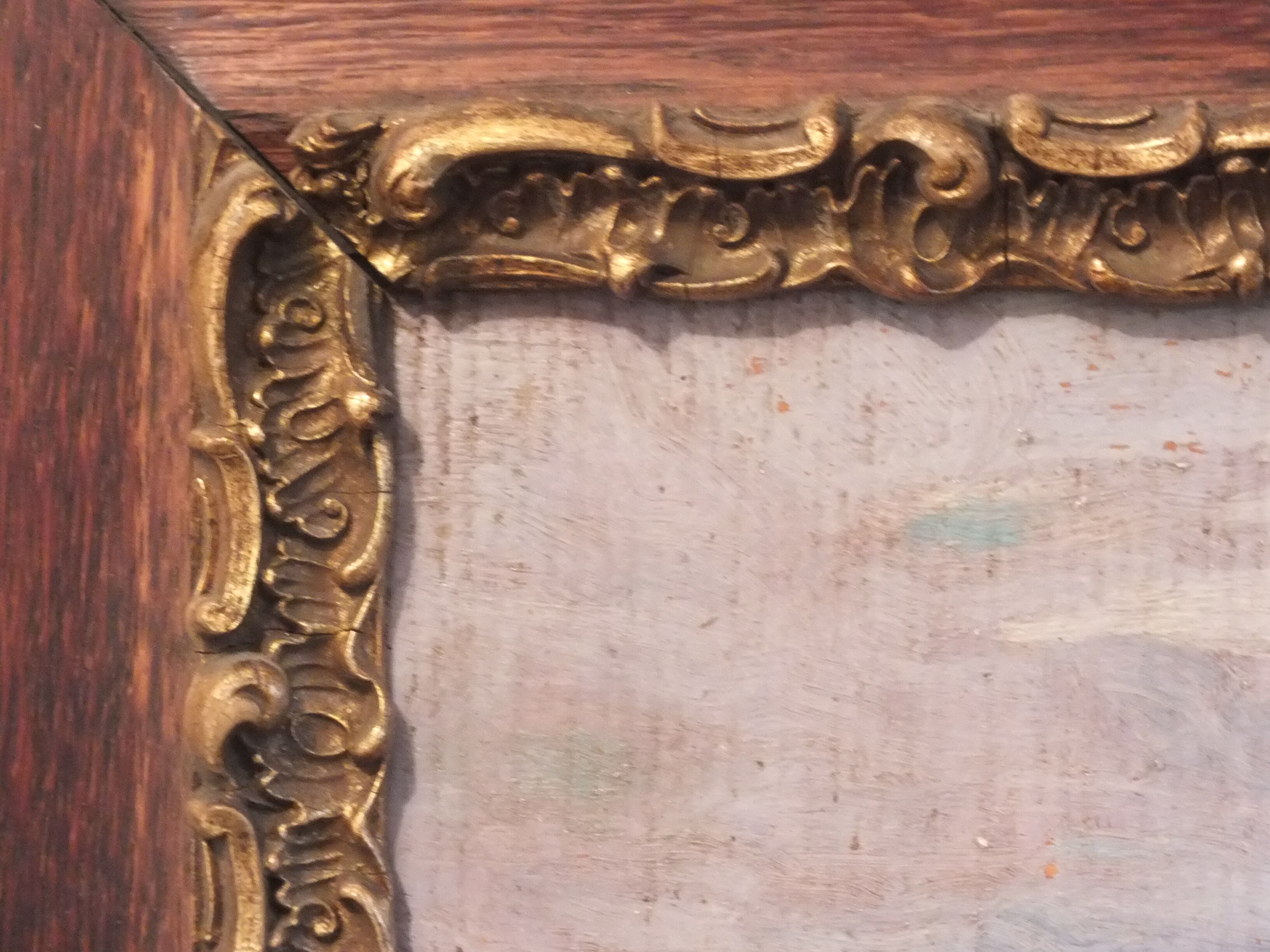 Oil painting on framed landscape panel signed J or F Muller