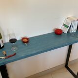 Console tray wood base footing steel