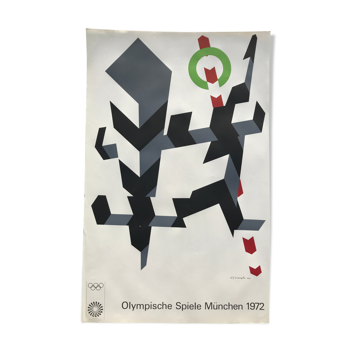 Affiche originale d'arcangelo allan (1930-1998) olympische spiele münchen, 1972