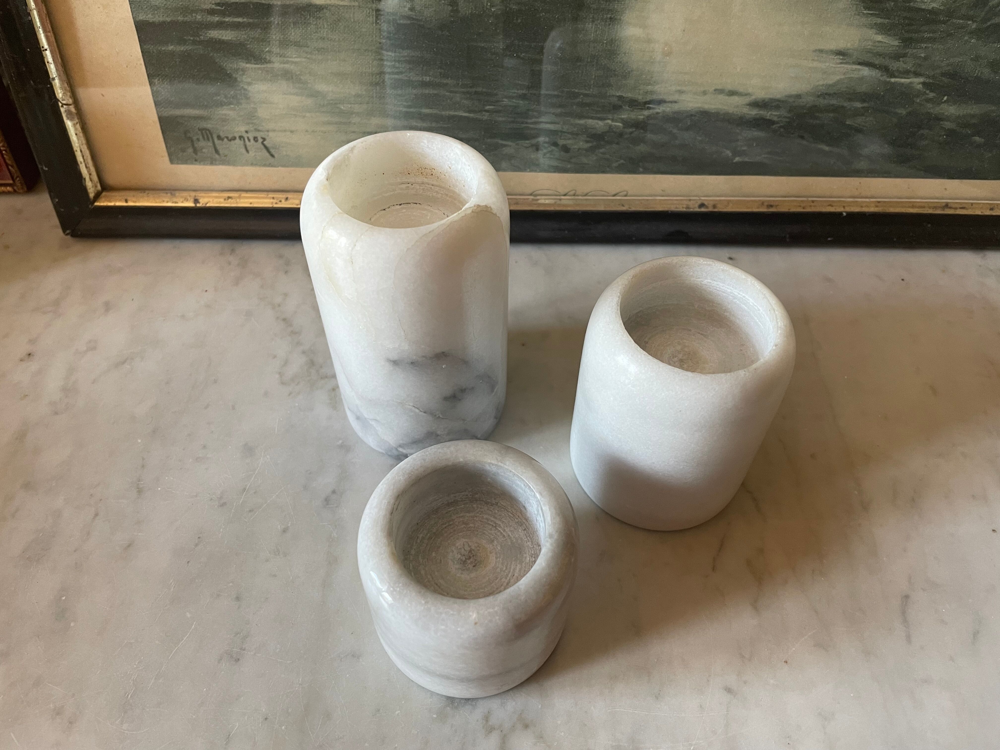 Series of marble candlesticks
