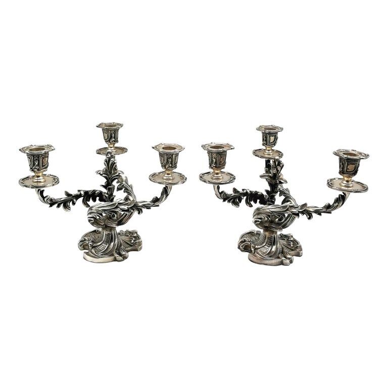 Wiskeman, pair of rococo chandelier, silver metal