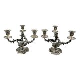 Wiskeman, pair of rococo chandelier, silver metal