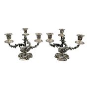 Paire de chandelier rococo, métal argenté