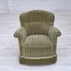 1960s, Danish armchair, original striped furniture velour, beech wood legs.