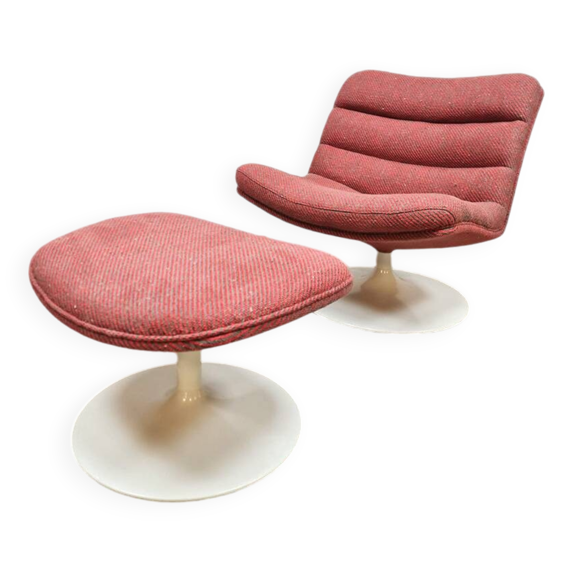 Vintage Dutch design swivel chair &amp; ottoman G. Harcourt Artifort F978