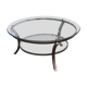 Round coffee table Perre Vandel Villa d'Este double tops in glass base gold metal
