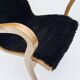 Fauteuil vintage GA Berg « Torparen », chêne, peau de mouton noire, ottoman, années 1960