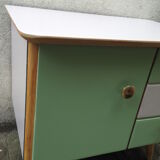 Almond/pink bedside