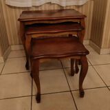 Set of 3 nesting tables in solid cherry wood.
