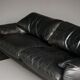 Two seater Maralunga Sofa in Black Leather for Cassina. 1970s