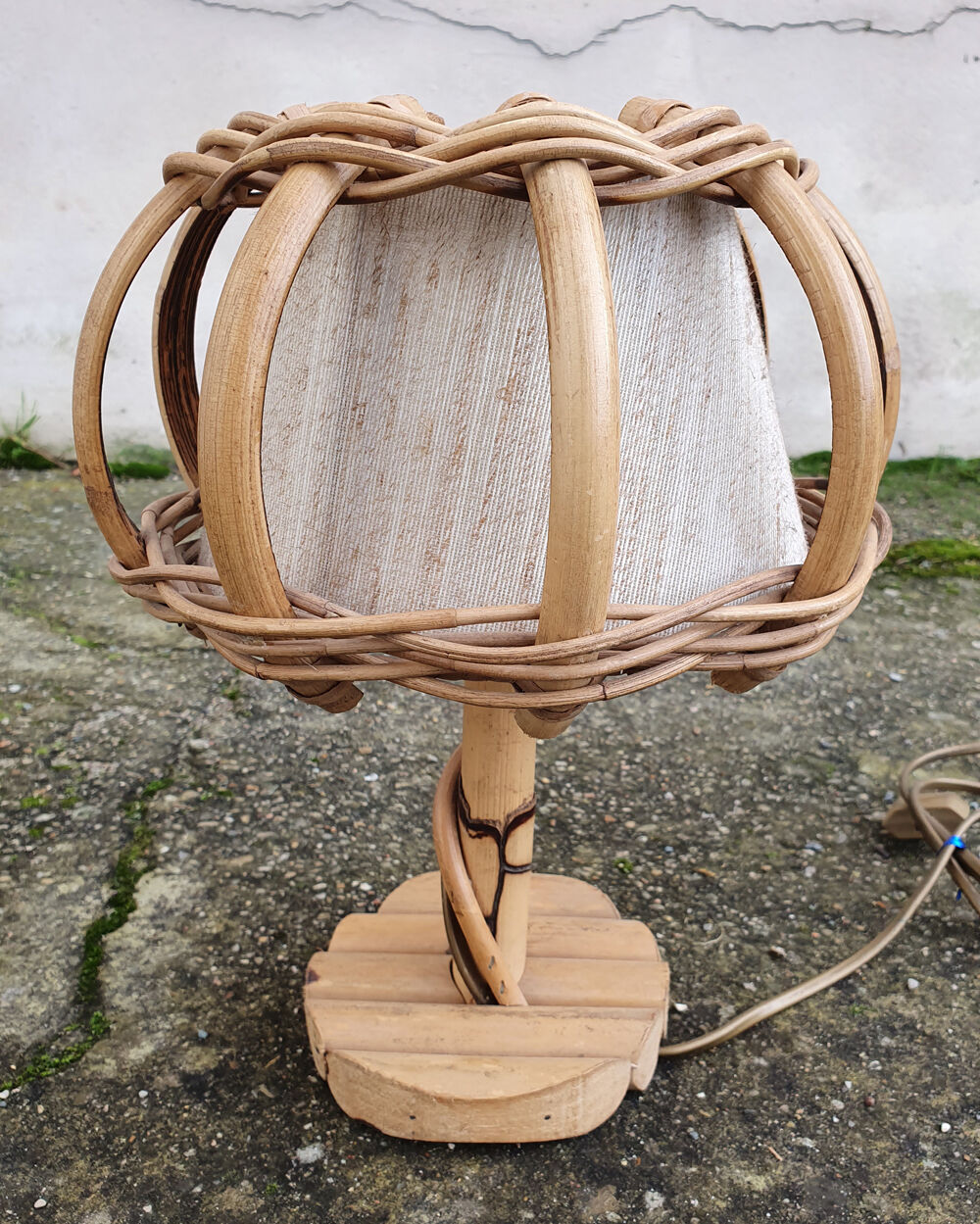 Table lamp, bamboo and rattan, vintage, 60