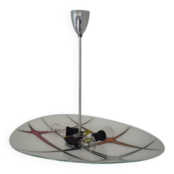 Suspension moderniste Tchécoslovaquie Zukov , motif géométrique, 1960