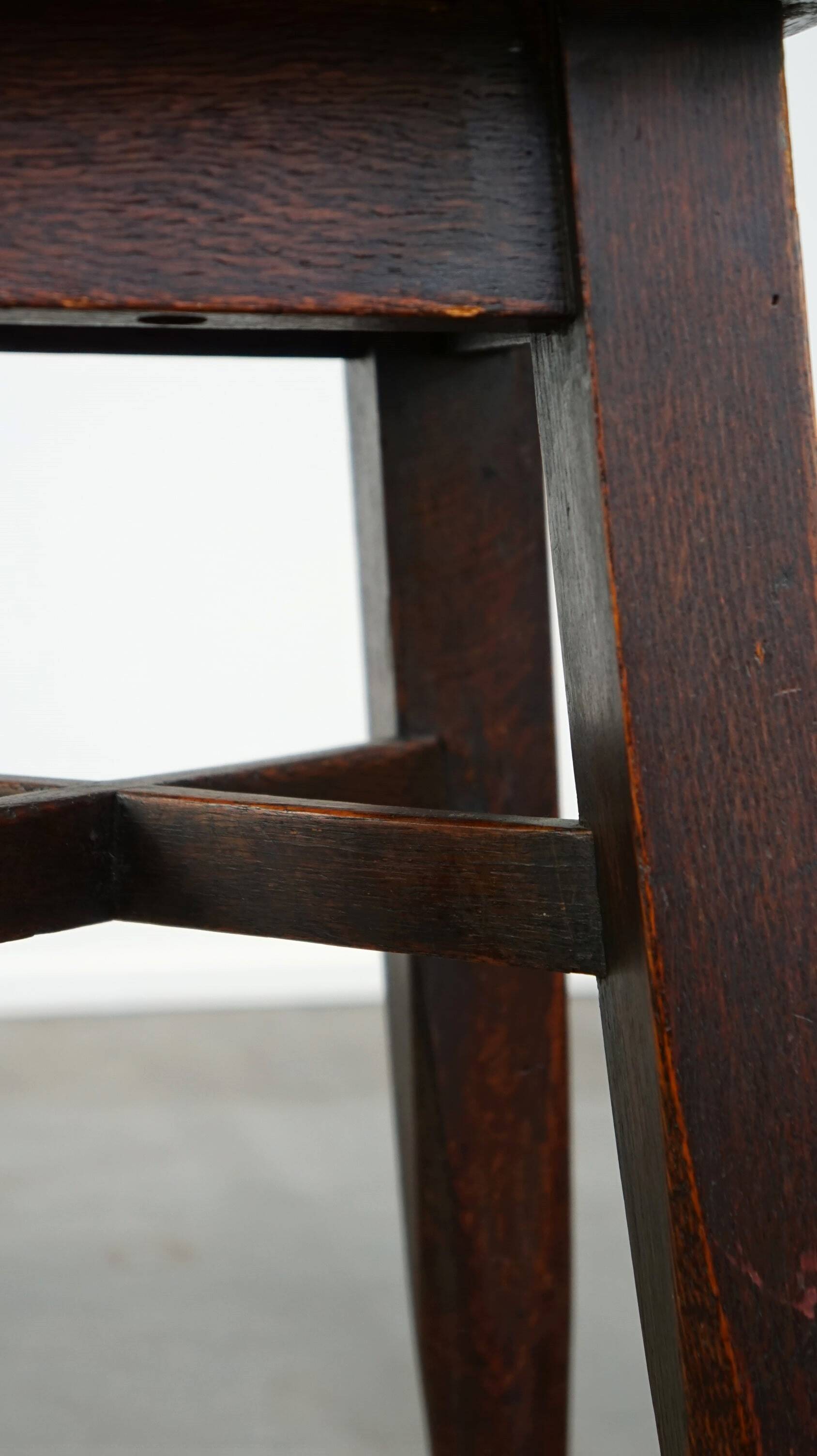 Antique solid oak English stool by Gaskell & Chambers Ltd