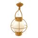 Suspension globe en opaline blanche  et corde tressé