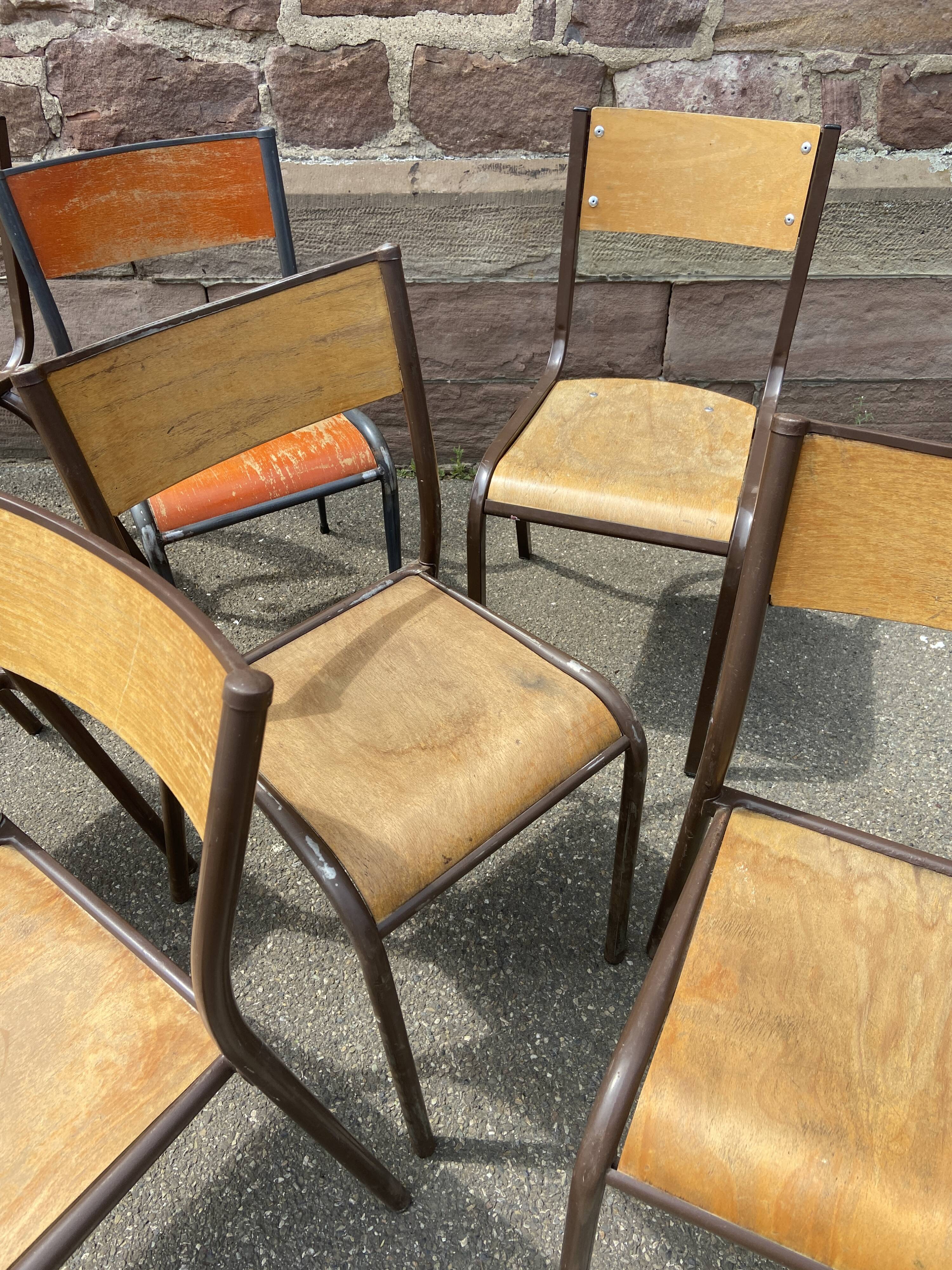 Set of 10 mismatched industrial chairs vintage mullca